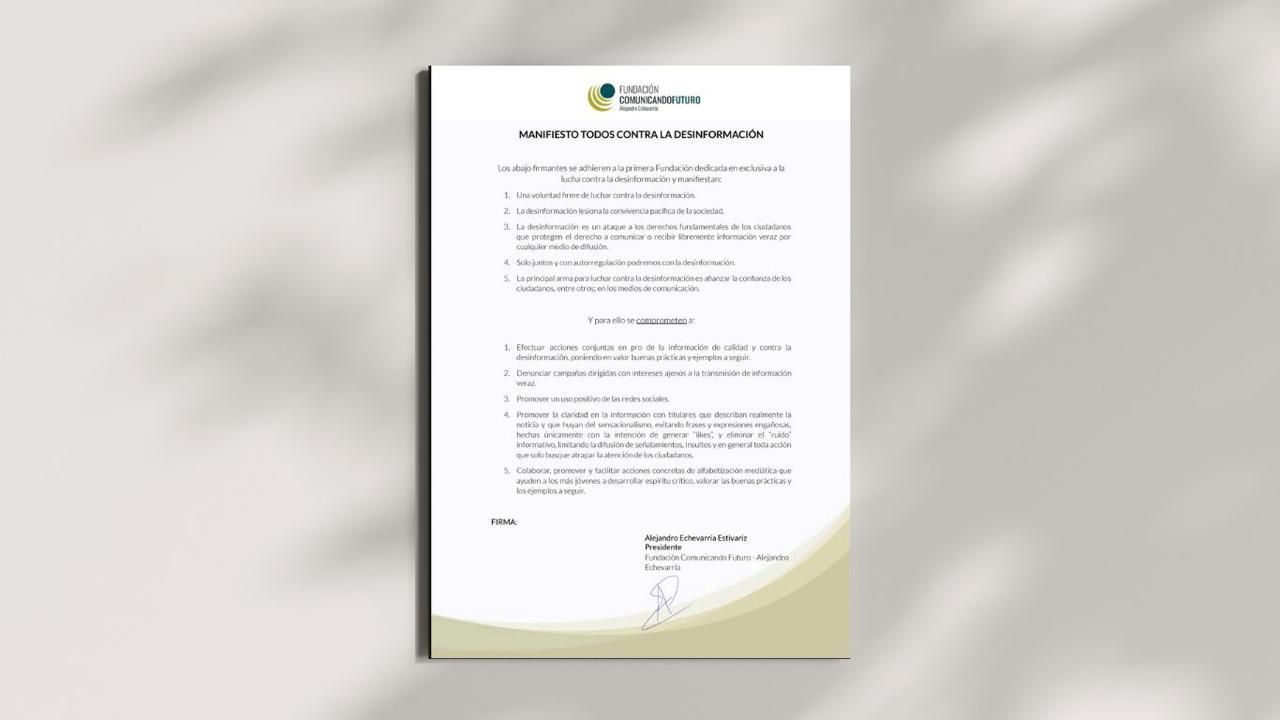 Imagen de portada del MANIFIESTO TODOS CONTRA LA DESINFORMACION de la FCF 29 01 2025 1