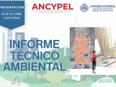 ANCYPEL y el Consejo General de Colegios Oficiales de Químicos de España presentan el primer informe que desvela la diferencia del impacto medioambiental de la formación presencial y online