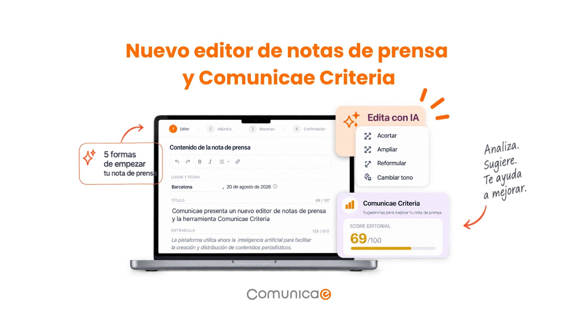 Nuevo editor de notas de prensa y Comunicae Criteria nota de prensa